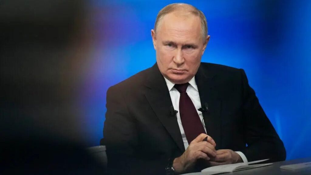 President Vladimir Putin at his annual news conference with Russian media in December. His interview with Tucker Carlson was broadcast Thursday night.