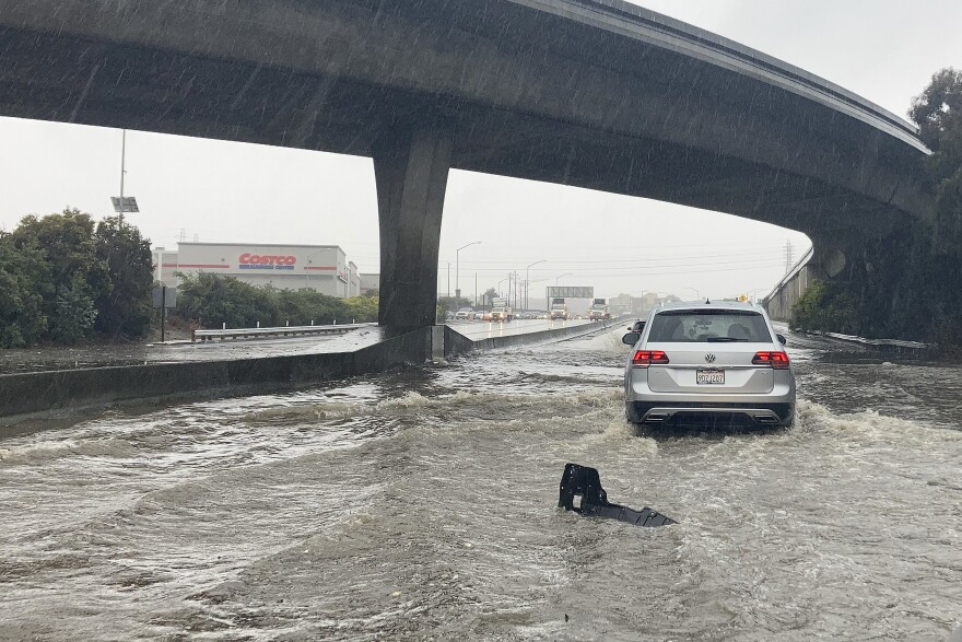 A powerful storm in California is causing flooding, road closures and power outages.