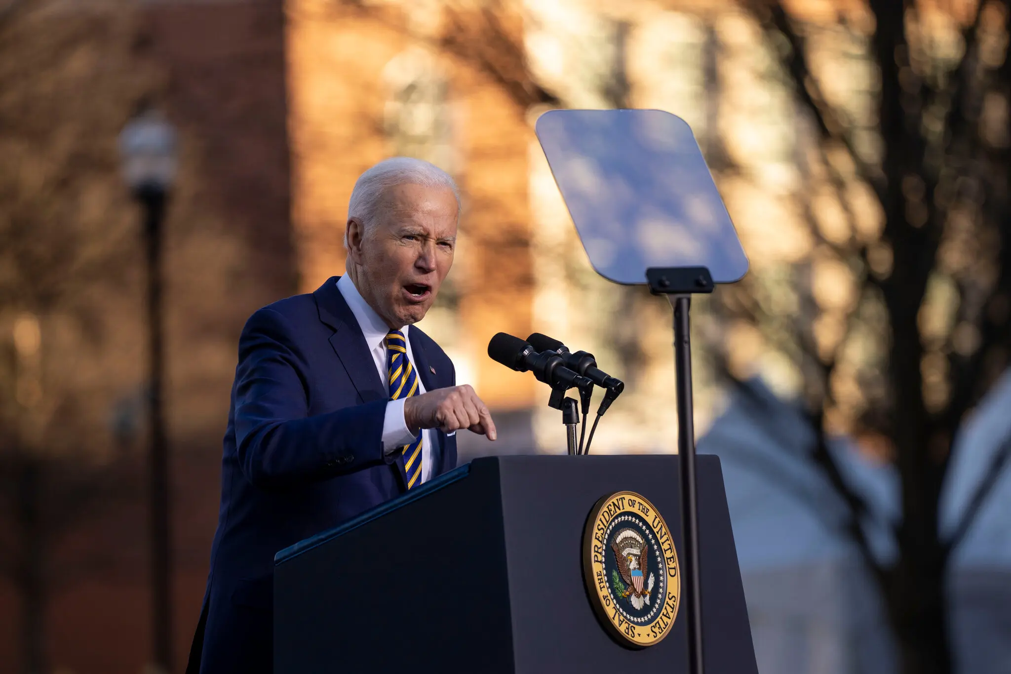 President Biden, speaking at Morehouse College and Clark Atlanta University, in 2022.