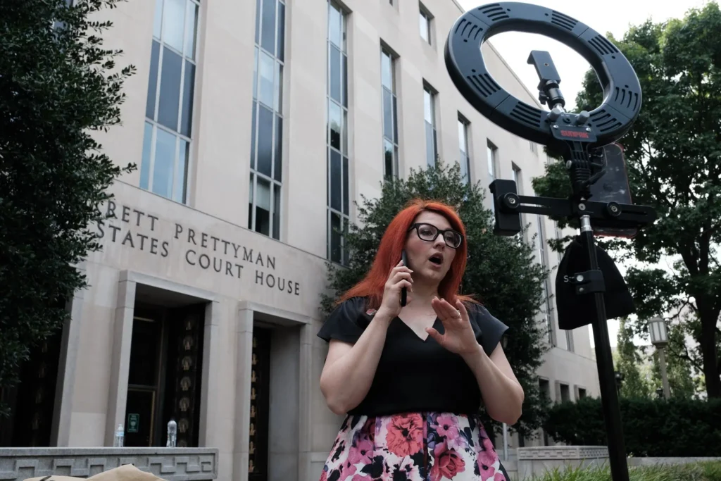 Tiffany Cianci, a TikTok supporter, conducted a livestream outside the courthouse where the TikTok hearing took place on Monday.