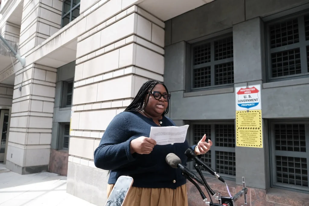 Talia Cadet, one of the plaintiffs in the case, told a group of reporters after the hearing that the ban sets “a dangerous precedent” for users’ speech.