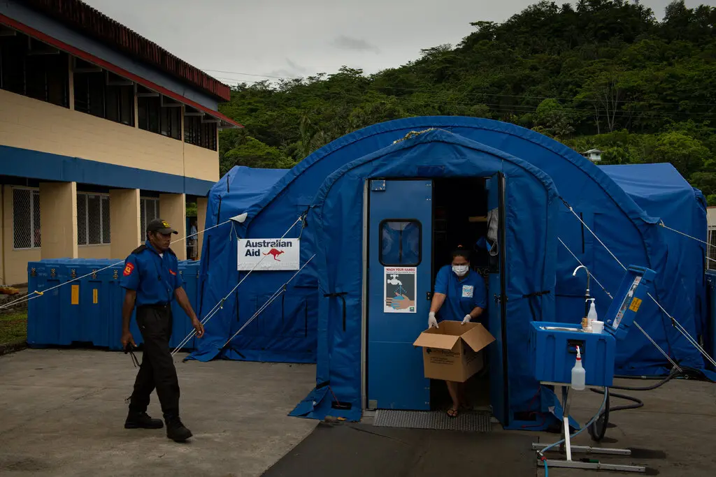 A medical tent set up to help treat the sickest patients during a measles outbreak in Samoa in 2019. Mr. Kennedy’s detractors say his visit there and critiques of vaccine safety cost lives.